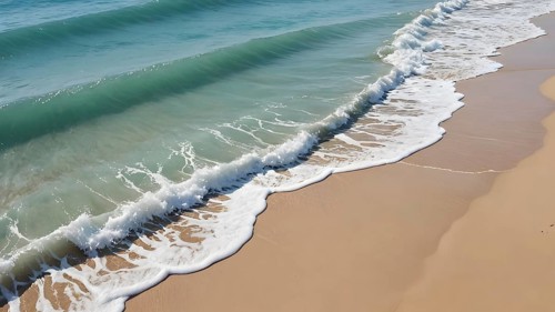 Sandy beach art print featuring ocean tranquility, a decorative seascape poster celebrating