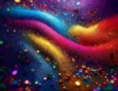 A colorful explosion powder on black background.. Multicolored powder explosion, AI generated