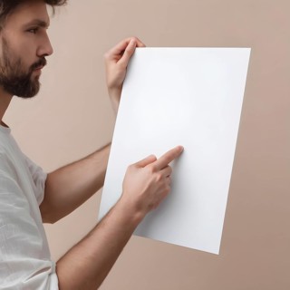 Hand holding a sheet of paper in hand.. AI generated image, ai