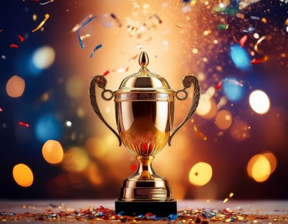 Concept of celebration and achievement. Goal achievement concept.. Winner champion trophy cup, AI