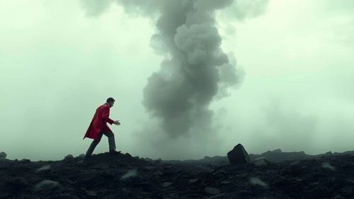 Concept risk taking, safety, challenge, concentration. Surreal adventure, epic scene decision to