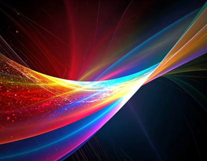 Abstract technology network wall art with glowing multi-color lines and nodes, futuristic digital