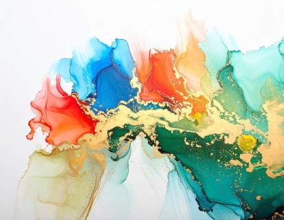 Bold neon brush strokes poster with vibrant glowing colors, ideal for modern abstract décor and