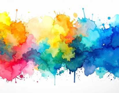 Watercolor splash art on white background, modern abstract poster for stylish décor, creativity,