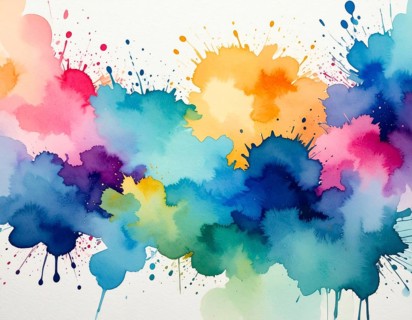 Watercolor splash art on white background, modern abstract poster for stylish décor, creativity,
