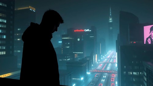 Celebrate ambition with man silhouette cityscape art, a motivational poster symbolizing dreams,
