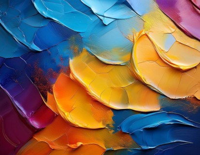Vibrant rainbow brush strokes create abstract artistic background, blending vivid hues into modern