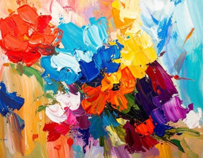 Bold neon brush strokes poster with vibrant glowing colors, ideal for modern abstract décor and