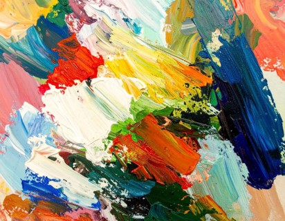 Decorative brush strokes abstract print with vibrant textures and painterly effects, suitable for