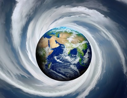 Tornado concept image showing powerful funnel cloud, symbolizing destructive natural forces,