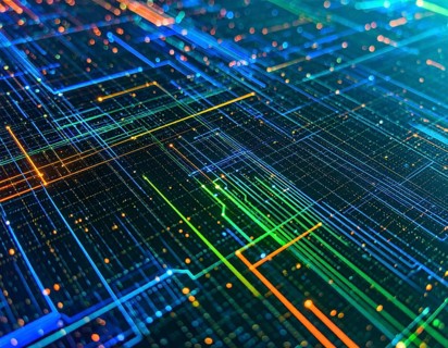 Abstract cyber grid wall art design with glowing digital lines, futuristic network visualization,