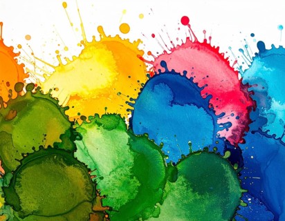 Watercolor splash art on white background, modern abstract poster for stylish décor, creativity,