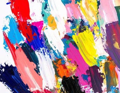 Bold neon brush strokes poster with vibrant glowing colors, ideal for modern abstract décor and
