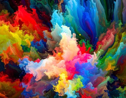 Multi color background bursting with vivid tones, artistic expression, and modern abstract design