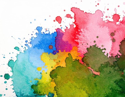 Watercolor splash art on white background, modern abstract poster for stylish décor, creativity,