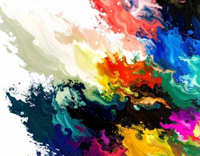Decorative brush strokes abstract print with vibrant textures and painterly effects, suitable for