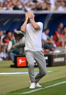 Coach Christian Ilzer TSG 1899 Hoffenheim desperate disappointment disappointed after missed goal