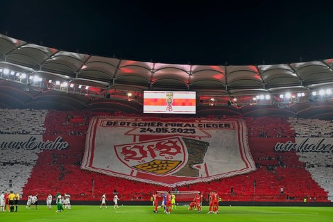 Choreo, choreography, fan campaign German Cup Winner VfB Stuttgart, Football Bundesliga, MHPArena,