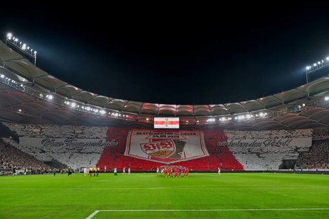 Choreo, choreography, fan campaign German Cup Winner VfB Stuttgart, Football Bundesliga, MHPArena,