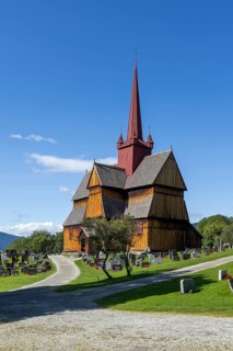 Stave church or Stavkyrkje, Ringebu, Gudbrandsdalen or Gudbrandsdalen, Fylke Oppland, Norway