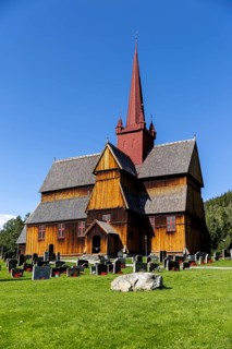 Stave church or Stavkyrkje, Ringebu, Gudbrandsdalen or Gudbrandsdalen, Fylke Oppland, Norway