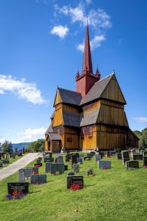 Stave church or Stavkyrkje, Ringebu, Gudbrandsdalen or Gudbrandsdalen, Fylke Oppland, Norway