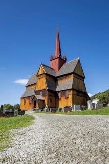 Stave church or Stavkyrkje, Ringebu, Gudbrandsdalen or Gudbrandsdalen, Fylke Oppland, Norway
