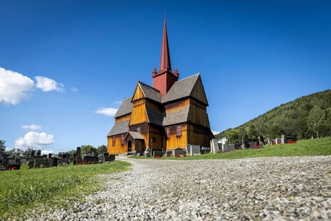Stave church or Stavkyrkje, Ringebu, Gudbrandsdalen or Gudbrandsdalen, Fylke Oppland, Norway