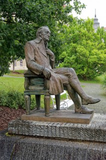 Goethe monument, statue of Johann Wolfgang Goethe, Goethe Square, spa town in the Imperial Forest,