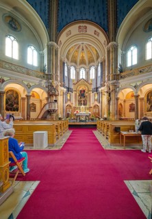 Church of the Assumption of the Virgin Mary in neo-Byzantine style, interior, spa town in the