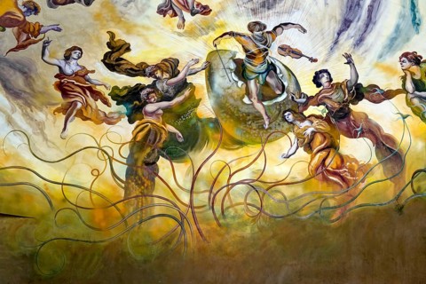 Mural, Mural, Colonnade of the Cross Spring, Healing Spring, Spa Park, Spa in the Imperial Forest,