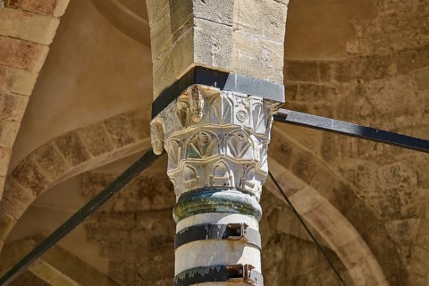 Detailed view of a stone capital and arch in a historic building, Recep Pasha Mosque, Old Town,