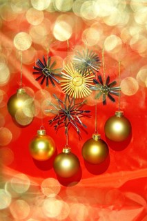 Christmas decoration, Christmas tree baubles, home-made straw stars, Germany