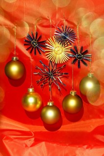 Christmas decoration, Christmas tree baubles, home-made straw stars, Germany