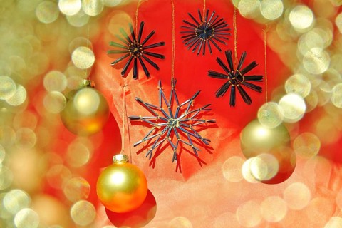 Christmas decoration, Christmas tree baubles, home-made straw stars, Germany