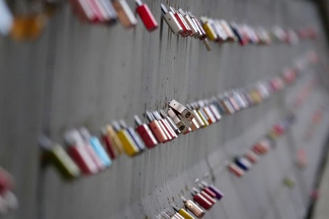 Love locks on a bridge, Germany