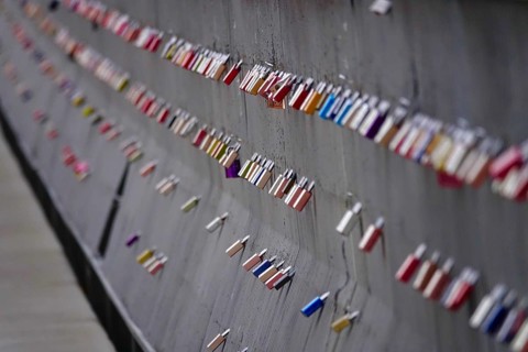 Love locks on a bridge, Germany