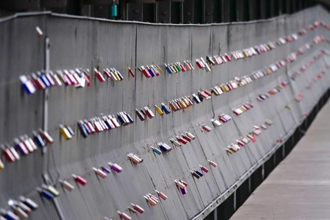 Love locks on a bridge, Germany