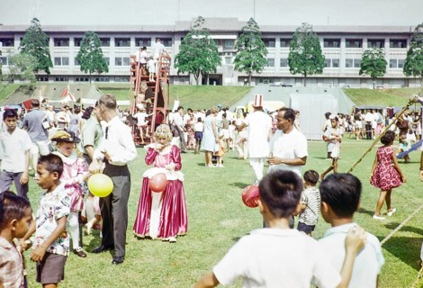 Garden fete community event in the grounds of HMS Terror naval base, Sembawang, Singapore, South