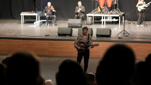 Turkish singer Coskun Sabah performs on stage at Gaziantep University as part of the Türkiye Kültür