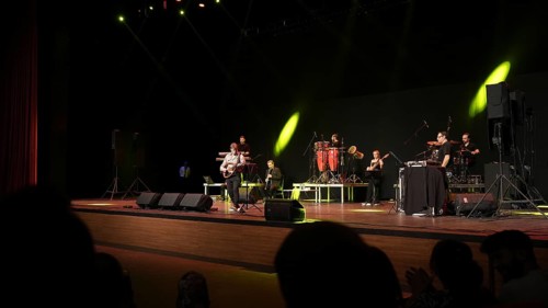 Turkish singer Coskun Sabah performs on stage at Gaziantep University as part of the Türkiye Kültür