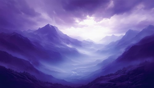 Breathtaking View Of Majestic Mountains Beneath A Canopy Of Stunning Violet Skies Creates A Serene