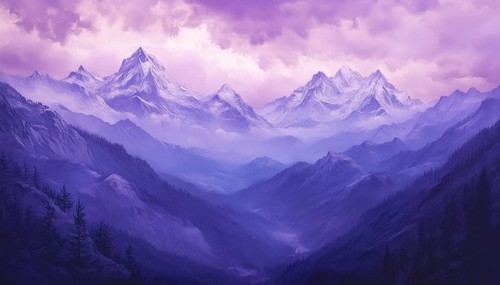 The Magnificent Beauty Of Violet Skies Above A Majestic Mountain Range: Experience The Breathtaking