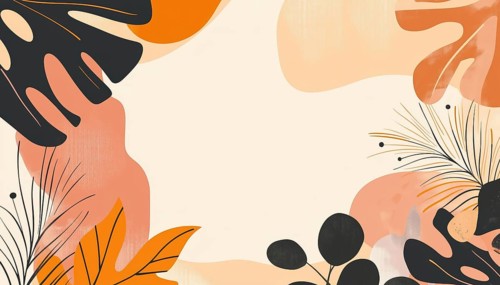 Abstract Shapes And Tropical Leaves: Creative Instagram Main Feed And Post Template With Copy Space