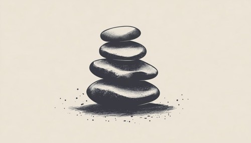 Vintage Hipster Logo Featuring Zen Stones - A Design That Brings Together The Elements Of Zen,