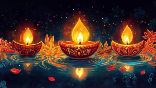 Diwali Greeting Featuring Water-Inspired Motifs For A Festive And Unique Touch To Your