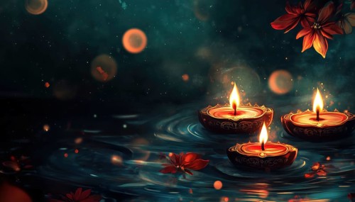 Diwali Greeting With Water-Inspired Motifs: A Refreshing And Unique Design For Your Festival
