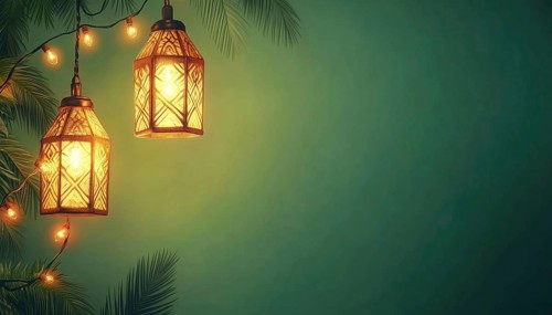 Retro Ethnic Shape Lightbox With Glowing Bulb On Green Background For A Festive Sale Event -