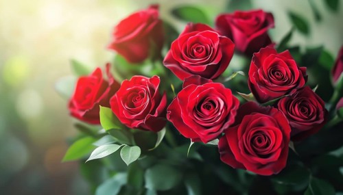 Stunning Bouquet Featuring Red Roses And Leaves: Perfect Floral Arrangement For Wedding, Birthday,