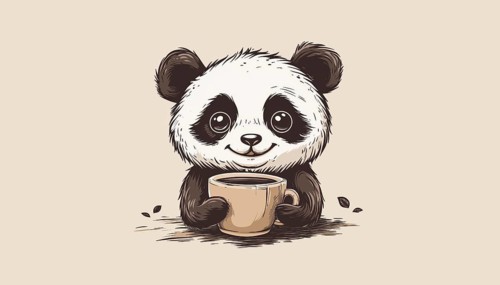 Vintage Hipster Retro Panda Coffee Mug Logo - A Combination Of Classic And Trendy Styles Featuring